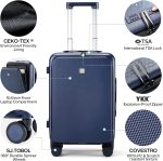 Hanke Upgrade 24" Checked In Suitcase with Front Laptop Pocket, Rolling Luggage with Spinner Wheels and TSA Lock,Aluminum Frame PC Hardside Travel Luggage for woman man, 24-inch Smoke White - Image 4